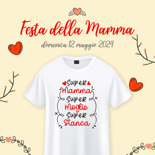 tshirt bianca super mamma